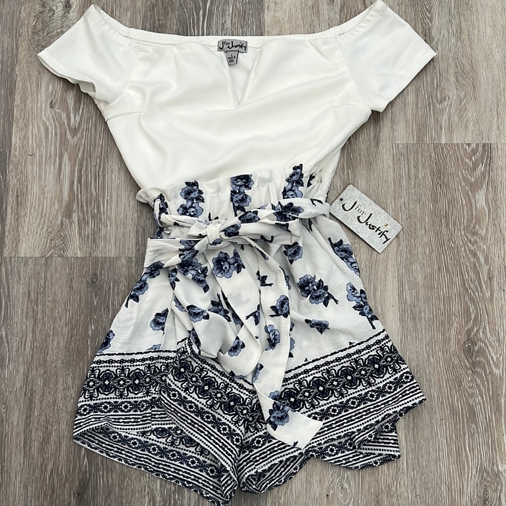White and Blue Romper